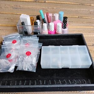 Acrylic Nails/Tips + Applicator Nail Supplies, Nail Polish Bundle Lot